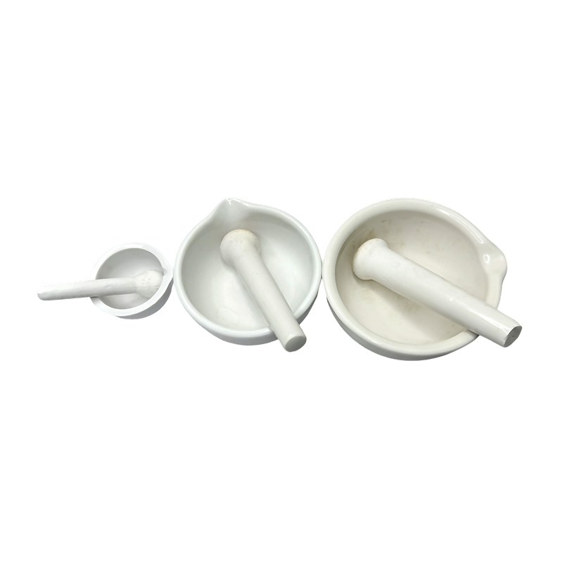 Chemistry lab white ceramic porcelain mortar and pestle